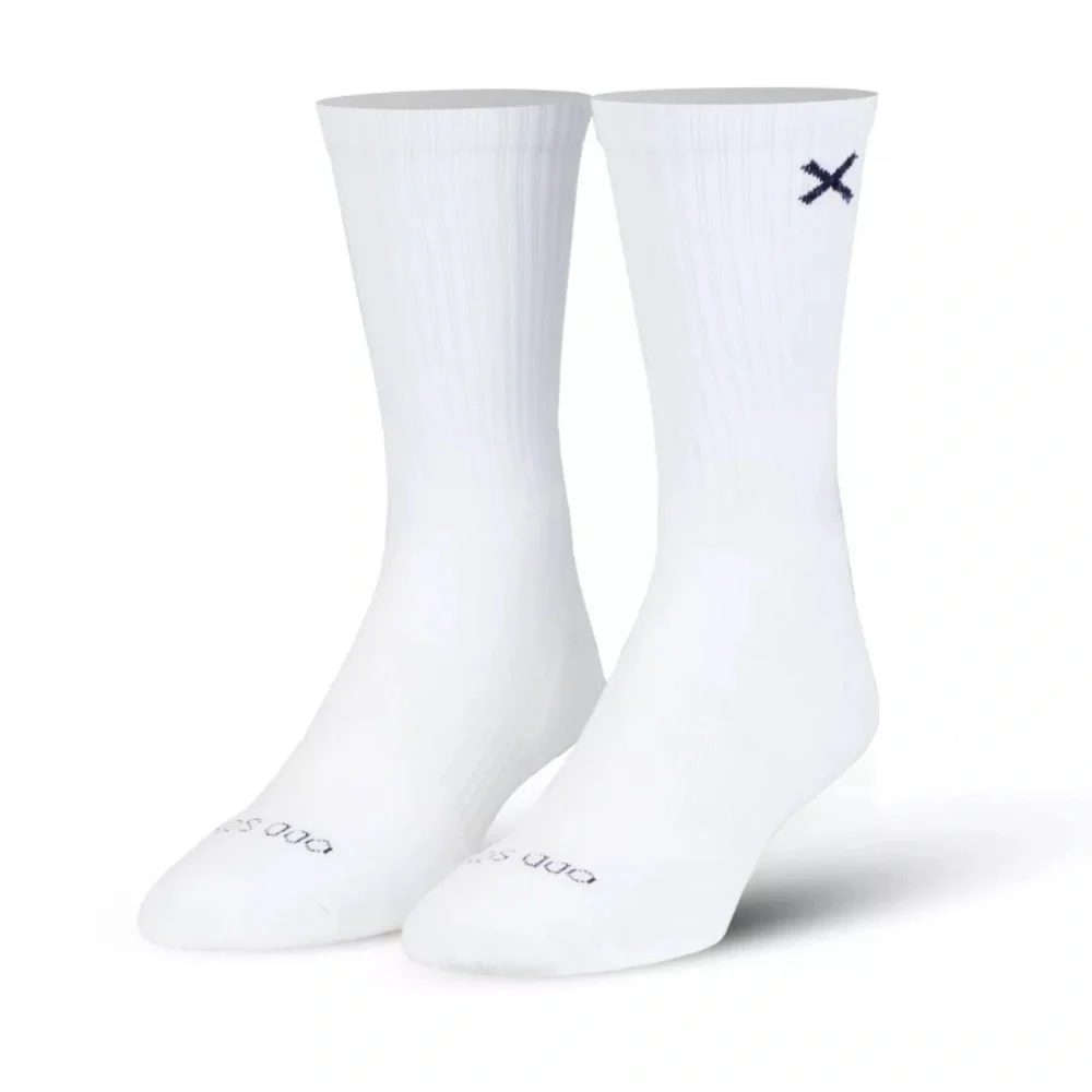 BASIX BY ODD SOX athletic Cushioned Crew Socks 6 Pairs tall white Black X logo